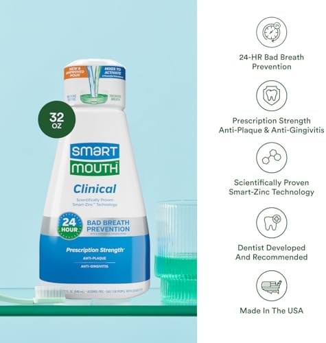 Enjuague Bucal SmartMouth Clinical con Zinc - Anti-Placa y Anti-Gingivitis para Encías Saludables - Frescura Todo el Día - Sin Alcohol, Sin Azúcar, - imagen 4
