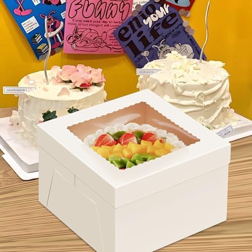 Packpal 20 Piezas Cajas para Pasteles 12x12x6 con Ventana, Resistentes y Fáciles de Armar, Ideales para Transportar y Regalar Postres, Día del Padre - imagen 5