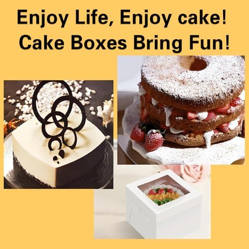 Packpal 20 Piezas Cajas para Pasteles 12x12x6 con Ventana, Resistentes y Fáciles de Armar, Ideales para Transportar y Regalar Postres, Día del Padre - imagen 6