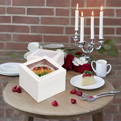 Packpal 20 Piezas Cajas para Pasteles 12x12x6 con Ventana, Resistentes y Fáciles de Armar, Ideales para Transportar y Regalar Postres, Día del Padre - imagen 7