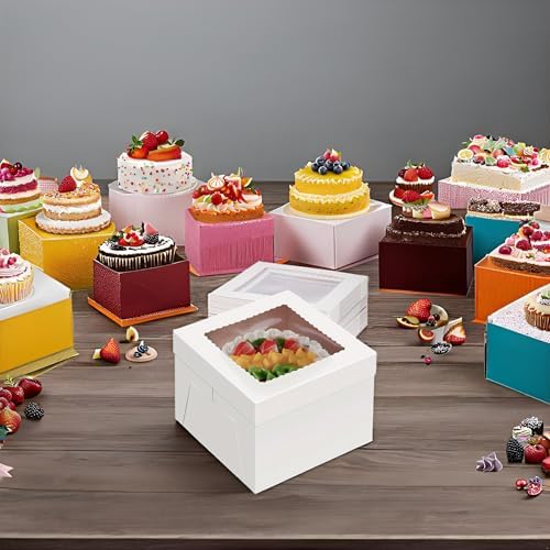 Packpal 20 Piezas Cajas para Pasteles 12x12x6 con Ventana, Resistentes y Fáciles de Armar, Ideales para Transportar y Regalar Postres, Día del Padre - imagen 8
