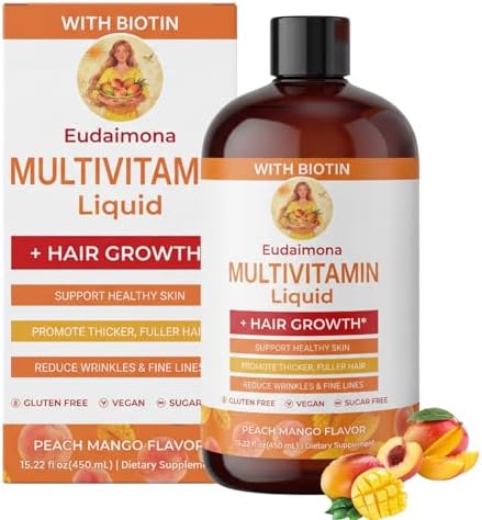 Multivitamínico Líquido + Crecimiento del Cabello | Biotina 10000mcg | Apoya Piel Saludable, Promueve Cabello Más Grueso y Abundante, Reduce Arrugas - imagen 1