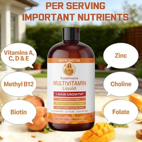 Multivitamínico Líquido + Crecimiento del Cabello | Biotina 10000mcg | Apoya Piel Saludable, Promueve Cabello Más Grueso y Abundante, Reduce Arrugas - imagen 2