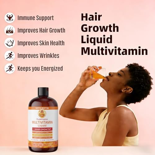 Multivitamínico Líquido + Crecimiento del Cabello | Biotina 10000mcg | Apoya Piel Saludable, Promueve Cabello Más Grueso y Abundante, Reduce Arrugas - imagen 3