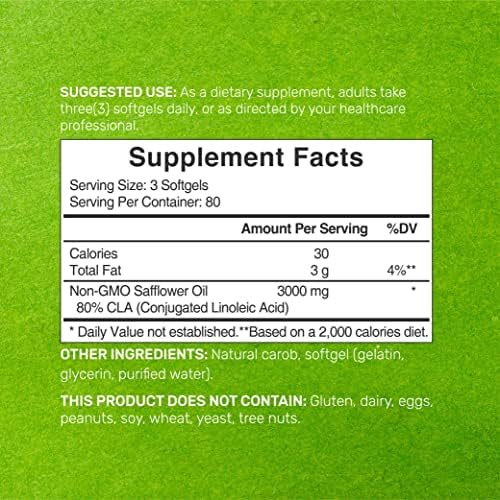 CLA Ultra Fuerte 3000mg | 240 Softgels, Ácido Linoleico Conjugado Activo de Aceite de Cártamo - imagen 4
