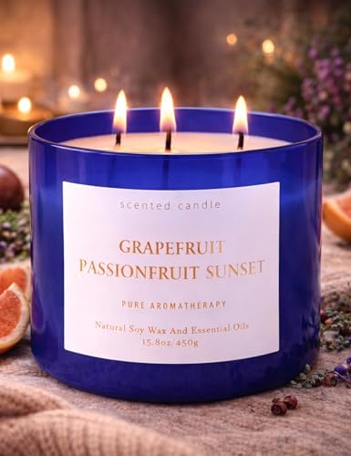 Vela Aromática de Soya 3 Mechas Grapefruit Passionfruit Sunset | 15.8 oz | Fragancia Tropical de Cítricos | Larga Duración y Listo para Regalar - imagen 8