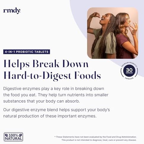 rmdy Alivio de Estreñimiento, Inflamación y Gases | Probiótico para Salud Digestiva e IBS | 30 Cápsulas - imagen 4