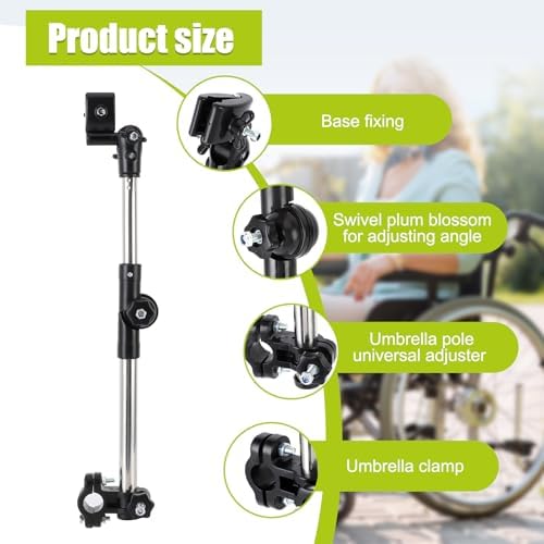 Soporte para Paraguas de Silla de Ruedas, Montaje para Paraguas, Abrazadera para Paraguas de Sol, Compatible con Manillares de 20mm, Accesorio para - imagen 3