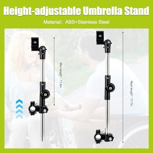 Soporte para Paraguas de Silla de Ruedas, Montaje para Paraguas, Abrazadera para Paraguas de Sol, Compatible con Manillares de 20mm, Accesorio para - imagen 5