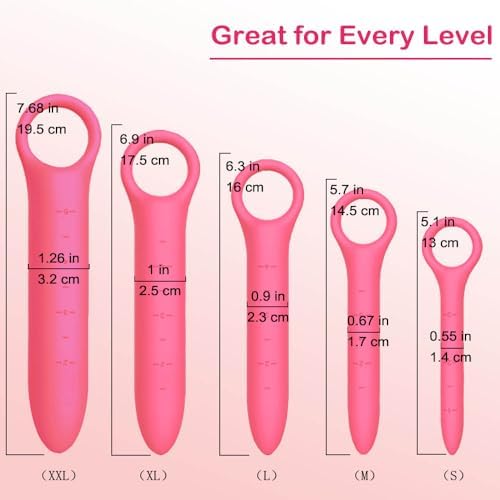 QoQiu 5 Piezas de Dilatadores de Silicón para Piso Pélvico Femenino con Escalas Finas, Masajeador de Varita Pélvica y Entrenador de Músculos - imagen 2