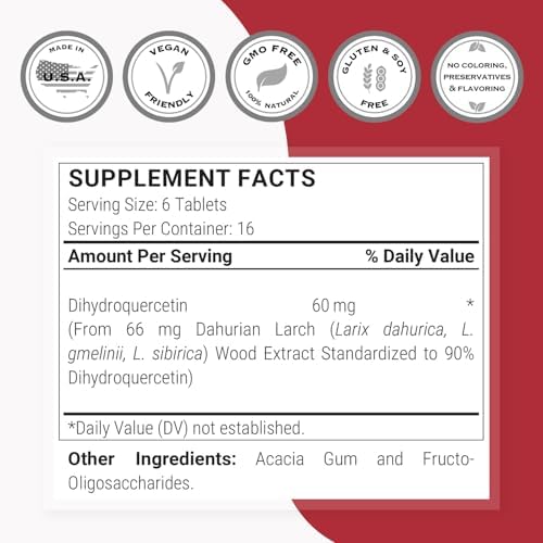 Supersmart - Taxifolina Dihidroquercetina 60mg al Día (Suplemento 90% DHQ) - Extracto de Pino Dahuriano Siberiano - Antioxidante Bioflavonoide | Sin - imagen 4