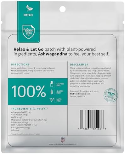 Parche Relax & Let Go de The Friendly Patch - Parches Calmantes con Ashwagandha, GABA y Gotu Kola - Antes conocidos como Parches Zen, 28 días - imagen 2