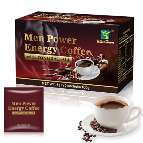 Café Instantáneo Negro Energético Herbal para Hombres con Maca, Tongkat Ali, Epimedium y Ginseng – Aumenta Enfoque, Energía y Resistencia – 20 Sobres - imagen 1