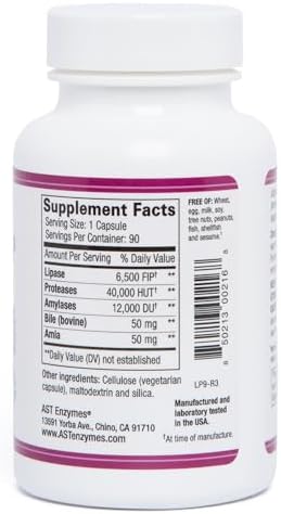 AST Enzymes Lipase-HP Plus – 90 Cápsulas Vegetarianas – Enzimas Digestivas para Alimentos Grasos – Fórmula Digestiva para Dieta Keto - imagen 3