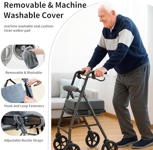 Cojín para Silla de Andadera VGLCBBSTS para Adultos Mayores – Accesorio de Espuma Viscoelástica con Respaldo, Funda de Terciopelo Lavable, Caja Listo - imagen 3