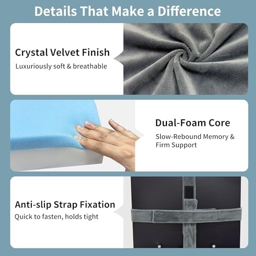 Cojín para Silla de Andadera VGLCBBSTS para Adultos Mayores – Accesorio de Espuma Viscoelástica con Respaldo, Funda de Terciopelo Lavable, Caja Listo - imagen 4