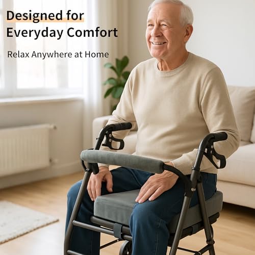 Cojín para Silla de Andadera VGLCBBSTS para Adultos Mayores – Accesorio de Espuma Viscoelástica con Respaldo, Funda de Terciopelo Lavable, Caja Listo - imagen 7