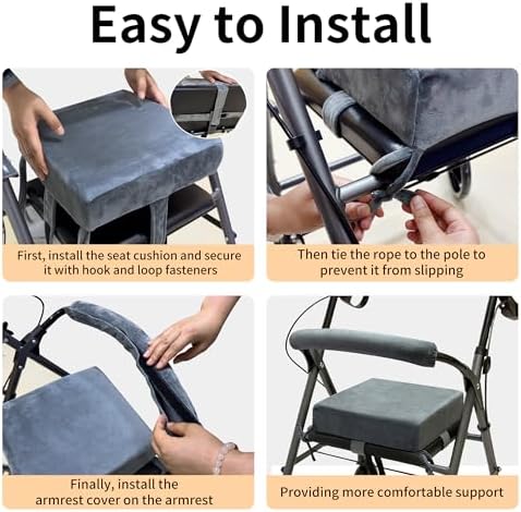 Cojín para Silla de Andadera VGLCBBSTS para Adultos Mayores – Accesorio de Espuma Viscoelástica con Respaldo, Funda de Terciopelo Lavable, Caja Listo - imagen 8