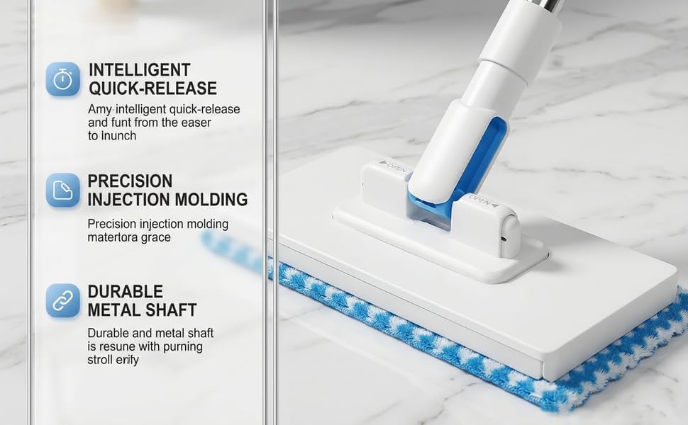 Mopa Mini Snap Grip, Mopa Desechable Zero Touch, Trapeador Retráctil con Cabezal Bloqueable y 5 Paños Reutilizables para Limpieza de Grietas - imagen 8