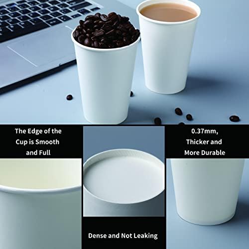 Bsvce 300 Tazas de Papel de 8 oz - Duraderas, a Prueba de Fugas, Seguras para Bebidas Calientes o Frías, Tazas de Café Blancas - imagen 2