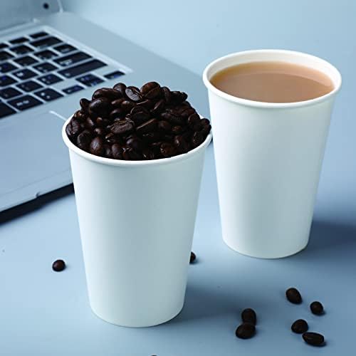 Bsvce 300 Tazas de Papel de 8 oz - Duraderas, a Prueba de Fugas, Seguras para Bebidas Calientes o Frías, Tazas de Café Blancas - imagen 6