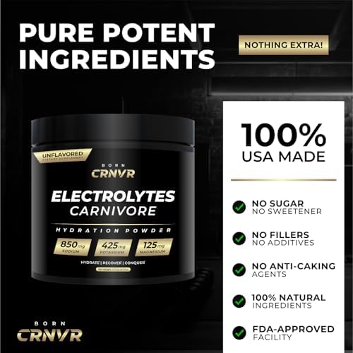BORN CRNVR Carnivore Polvo de Electrolitos – Alto en Sodio (850mg) Sin Sabor | Sin Azúcar, Sin Rellenos | Reemplazo de Electrolitos para Keto y Ayuno - imagen 3
