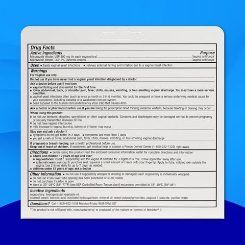 Tratamiento para Infección por Hongos Miconazol Nitrato de Cosette Pharmaceuticals - Paquete Combinado de Crema Antifúngica y Supositorios (2) - imagen 7