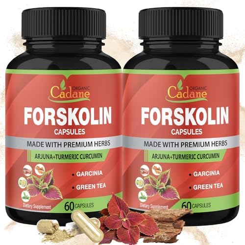 Suplementos de Forskolin Cadane en Cápsulas (2 Paquetes) con Cúrcuma, Arjuna, Garcinia Cambogia y Té Verde - Extracto de Coleus Forskohlii de Máxima - imagen 1