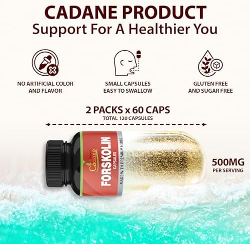 Suplementos de Forskolin Cadane en Cápsulas (2 Paquetes) con Cúrcuma, Arjuna, Garcinia Cambogia y Té Verde - Extracto de Coleus Forskohlii de Máxima - imagen 2