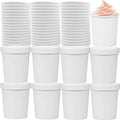 LyyGuanYoo 60 Piezas de Contenedores de Papel para Helado con Tapa, Tazón Desechable de 16 Oz para Postres y Sopas, Apto para Microondas, Color Blanco - imagen 1