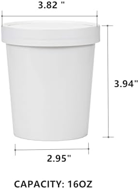 LyyGuanYoo 60 Piezas de Contenedores de Papel para Helado con Tapa, Tazón Desechable de 16 Oz para Postres y Sopas, Apto para Microondas, Color Blanco - imagen 2