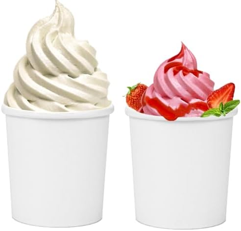 LyyGuanYoo 60 Piezas de Contenedores de Papel para Helado con Tapa, Tazón Desechable de 16 Oz para Postres y Sopas, Apto para Microondas, Color Blanco - imagen 5