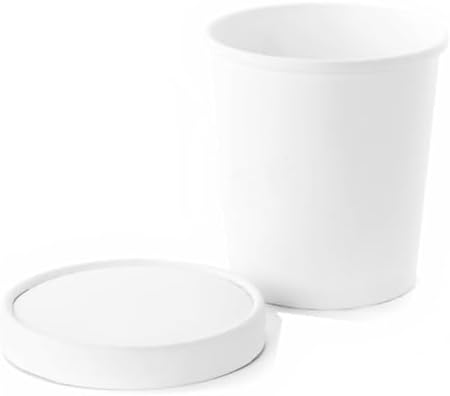 LyyGuanYoo 60 Piezas de Contenedores de Papel para Helado con Tapa, Tazón Desechable de 16 Oz para Postres y Sopas, Apto para Microondas, Color Blanco - imagen 7