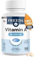 Freeda Vitamina A 15,000 UI – Palmitato de Retinilo – Vegano, Kosher, Sin Pescado – Apoyo a Ojos, Visión, Inmunidad y Piel – Tabletas Pequeñas y - imagen 1