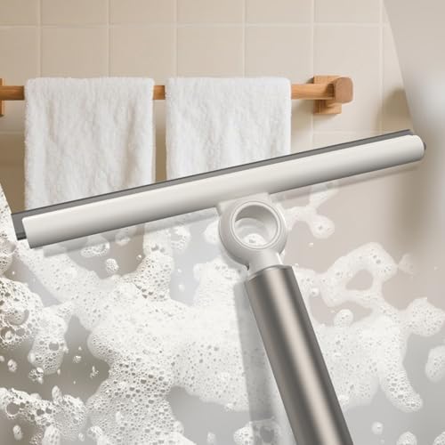 EHOMGUI Limpiador de Ducha Extensible para Puertas de Vidrio, Squeegee de Silicón de 10 Pulgadas, Mango Telescópico para Ventanas y Vidrio de Ducha, - imagen 5