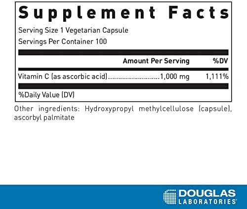Douglas Laboratories C-1000 - Vitamina C 1000 mg (Ácido Ascórbico) - Apoyo Inmunológico y Antioxidante - 100 Cápsulas Vegetarianas Sin Gluten y No - imagen 2