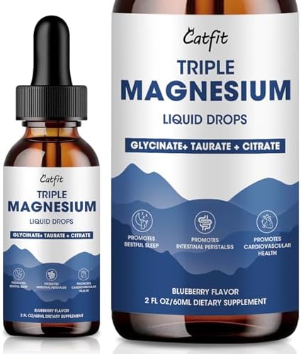 Gotas Líquidas de Glicinato de Magnesio con Taurato y Citrato, Suplemento para Sueño y Relajación, con Potasio y Omega-3, Sabor Arándano, 2 Fl Oz - imagen 1