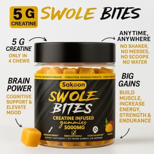 Gomitas de Creatina 5000mg – Veganas – Aumenta Masa Muscular – Soporte de Fuerza y Energía – 120 Unidades – Sabor Mango – Suplemento de Creatina - imagen 2