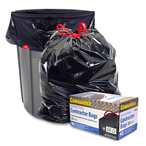 Bolsas de Basura Commander de 42 Galones 2 MIL Negras Resistentes - 34 x 38 - Paquete de 28 - Para Hogar, Cocina, Jardín, Exterior y Construcción - imagen 2