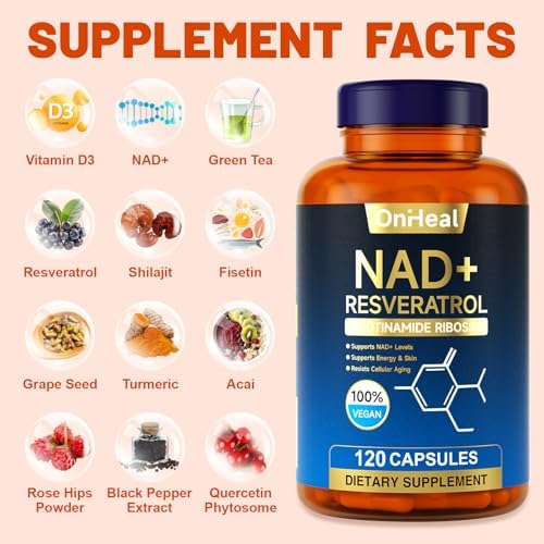 Suplemento de Resveratrol YBFQ para Energía y Piel - Potenciador Antienvejecimiento - Apoya la Salud Celular y la Concentración - 120 Cápsulas - imagen 2