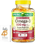 Suplemento Dietético Omega-3 de Aceite de Pescado Spring Valley 500 mg 120 Cápsulas Blandas + Luall's 45 Diabetes Decoded - imagen 1