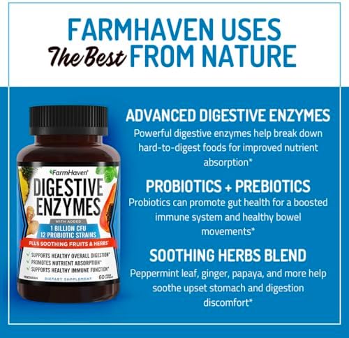 FarmHaven Enzimas Digestivas con 18 Probióticos y Hierbas | Papaya, Bromelina, Proteasa y Más para Absorción de Lactosa y Mejor Digestión | Alivio de - imagen 7