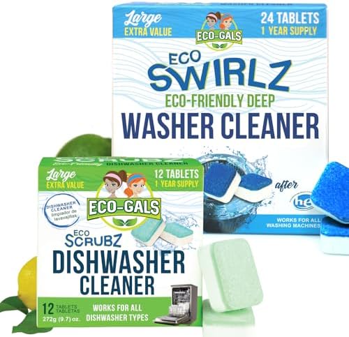 Limpiador de Lavadora Eco-Gals Eco Swirlz con 36 Tabletas para Limpieza Profunda y Bonus Eco Scrubz para Lavavajillas - imagen 1