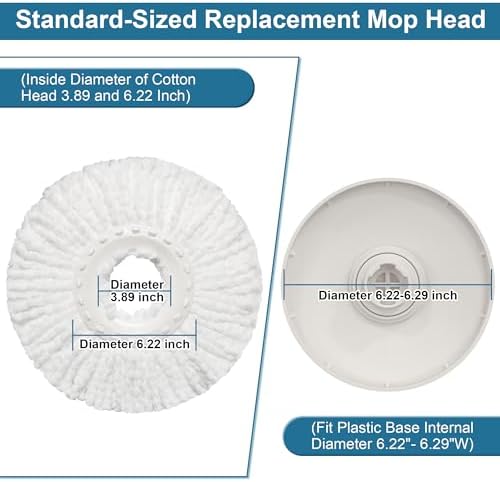 Paquete de 6 Cabezas de Repuesto para Mopas, Compatibles con FunClean Spin Mop y RinseWise Mop Bucket, Refill de Microfibra para Uso en Casa e - imagen 2