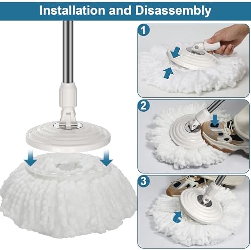Paquete de 6 Cabezas de Repuesto para Mopas, Compatibles con FunClean Spin Mop y RinseWise Mop Bucket, Refill de Microfibra para Uso en Casa e - imagen 3