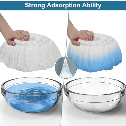 Paquete de 6 Cabezas de Repuesto para Mopas, Compatibles con FunClean Spin Mop y RinseWise Mop Bucket, Refill de Microfibra para Uso en Casa e - imagen 4