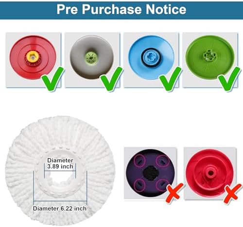 Paquete de 6 Cabezas de Repuesto para Mopas, Compatibles con FunClean Spin Mop y RinseWise Mop Bucket, Refill de Microfibra para Uso en Casa e - imagen 7