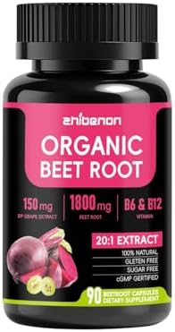 Cápsulas de Remolacha, Extracto 20:1 de 1800mg con Semilla de Uva y Espino, Suplemento Aumentador de Óxido Nítrico para Circulación, Presión Arterial - imagen 1
