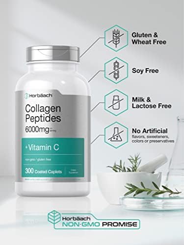 Colágeno Hidrolizado Horbäach 6000mg | 300 Tabletas | Con Vitamina C | Suplemento No Transgénico y Libre de Gluten - imagen 3