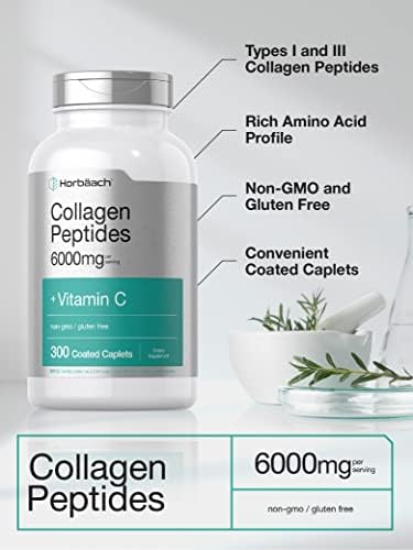 Colágeno Hidrolizado Horbäach 6000mg | 300 Tabletas | Con Vitamina C | Suplemento No Transgénico y Libre de Gluten - imagen 4